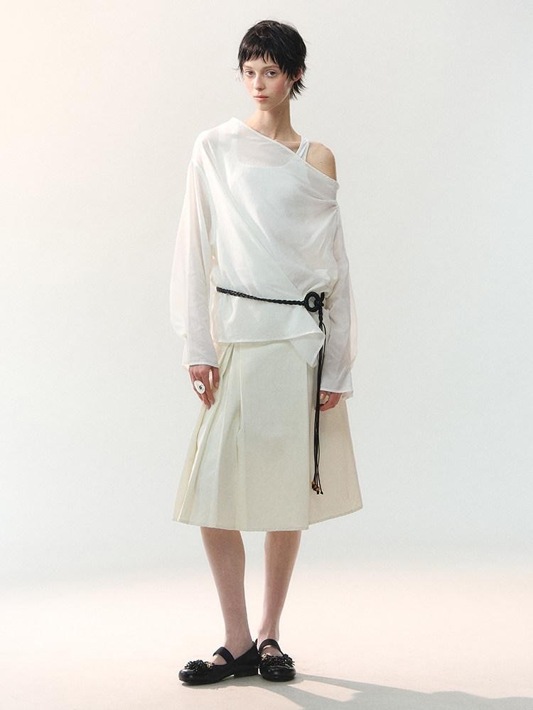 AnnoMundi Midnight Asymmetric Pleated A Line Women&