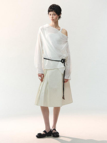 AnnoMundi Midnight Asymmetric Pleated A Line Women&