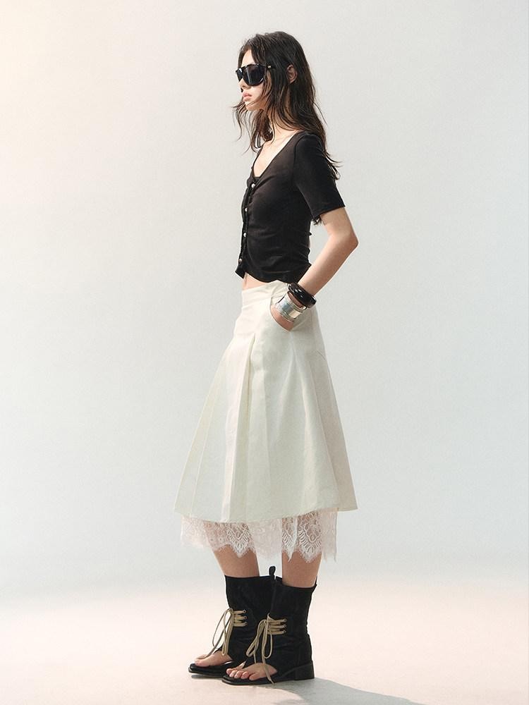 AnnoMundi Midnight Asymmetric Pleated A Line Women&