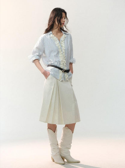 AnnoMundi Midnight Asymmetric Pleated A Line Women&