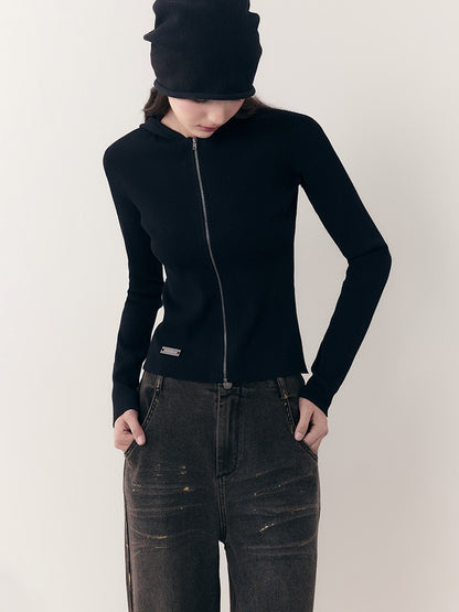 AnnoMundi Midnight Vintage Slim Hooded Zipper Pullover Women&