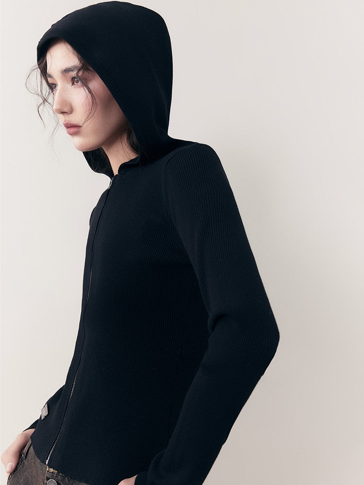 AnnoMundi Midnight Vintage Slim Hooded Zipper Pullover Women&