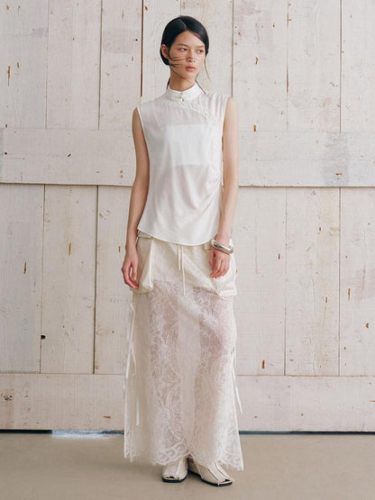 AnnoMundi Minimalist Double Layer Detachable Shoulder Stand Collar Women&
