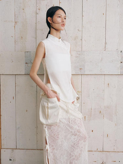 AnnoMundi Minimalist Double Layer Detachable Shoulder Stand Collar Women&