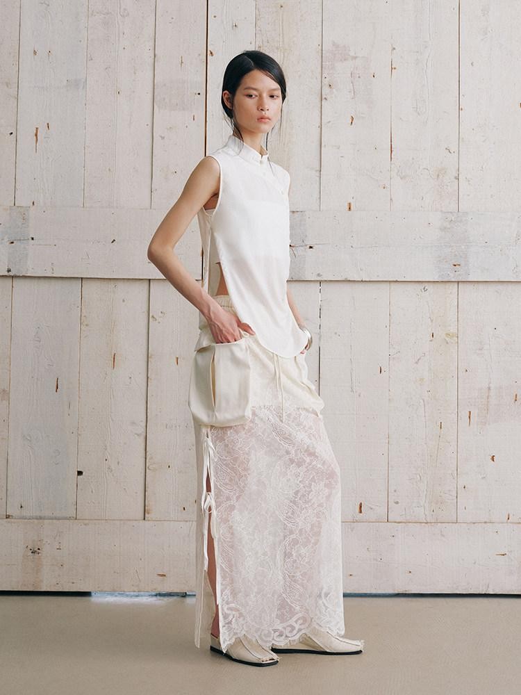 AnnoMundi Minimalist Double Layer Detachable Shoulder Stand Collar Women&