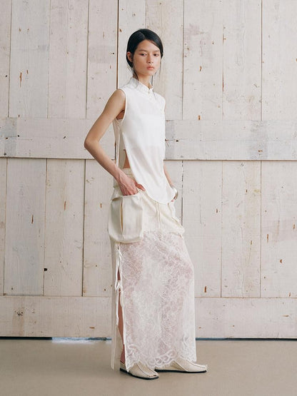 AnnoMundi Minimalist Double Layer Detachable Shoulder Stand Collar Women&