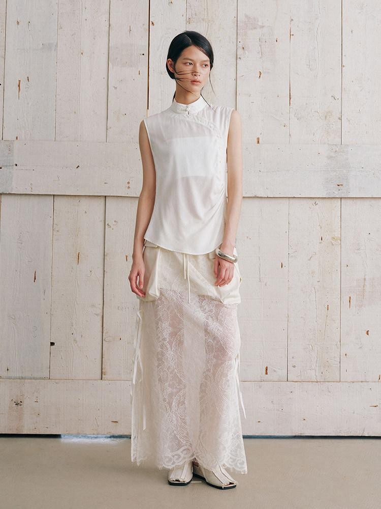 AnnoMundi Minimalist Double Layer Detachable Shoulder Stand Collar Women&