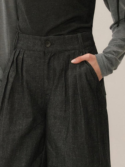 AnnoMundi Minimalist Layered Color Block Wide Leg Pleated Women&