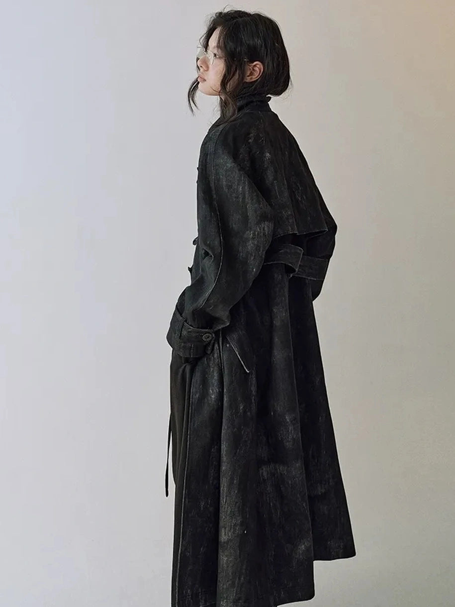 AnnoMundi Moon Washed Draped Cotton Trench Coat