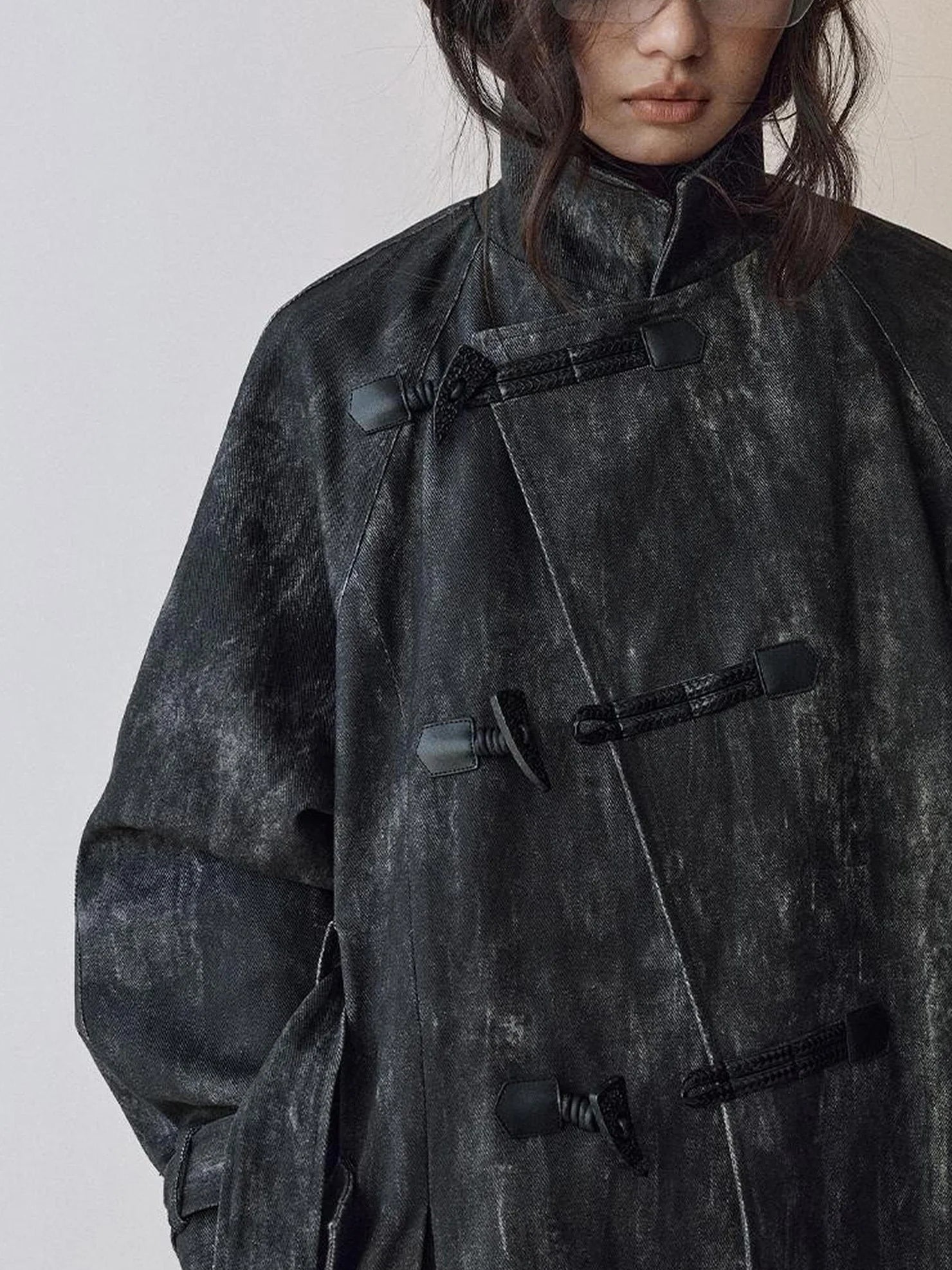 AnnoMundi Moon Washed Draped Cotton Trench Coat