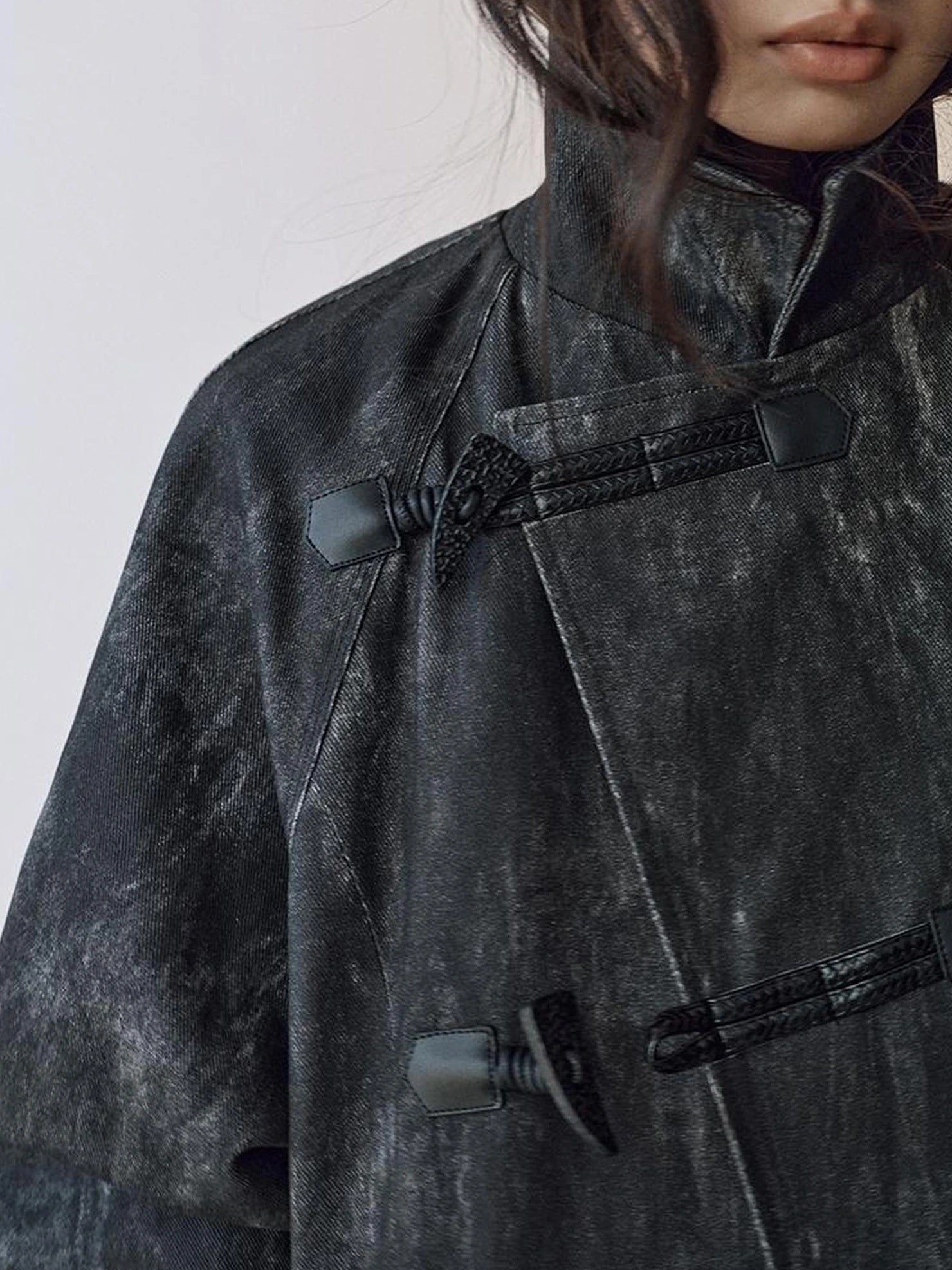 AnnoMundi Moon Washed Draped Cotton Trench Coat