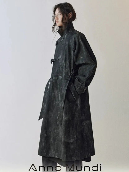 AnnoMundi Moon Washed Draped Cotton Trench Coat