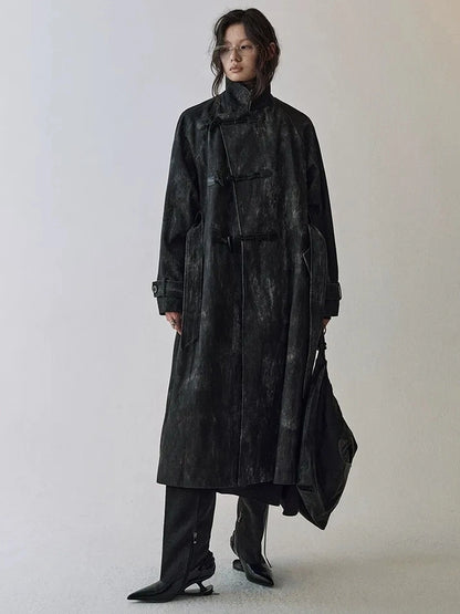 AnnoMundi Moon Washed Draped Cotton Trench Coat