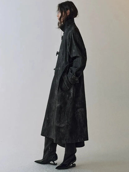 AnnoMundi Moon Washed Draped Cotton Trench Coat