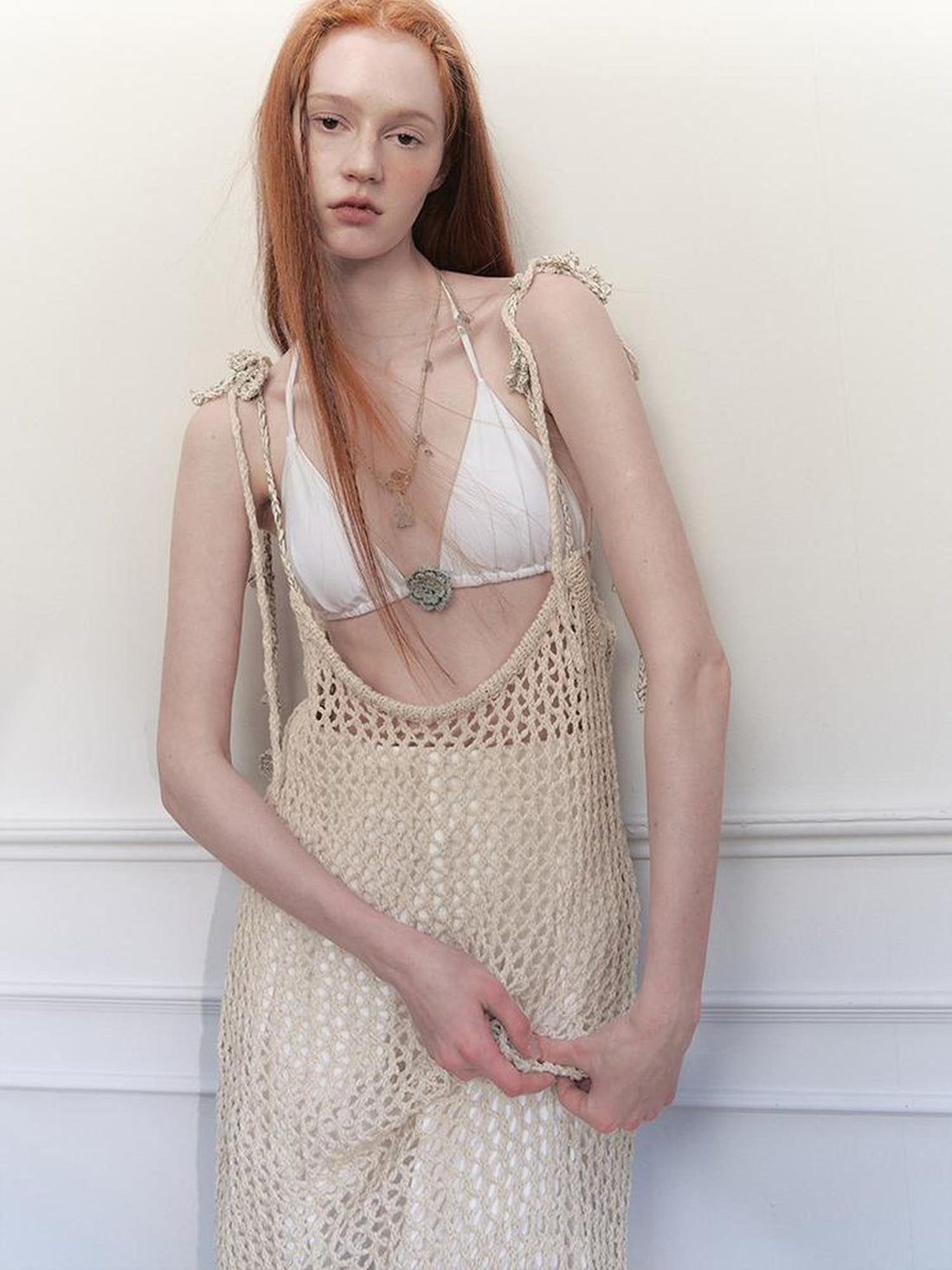 AnnoMundi Moonlight Rope Art Lace Knit Slip Dress