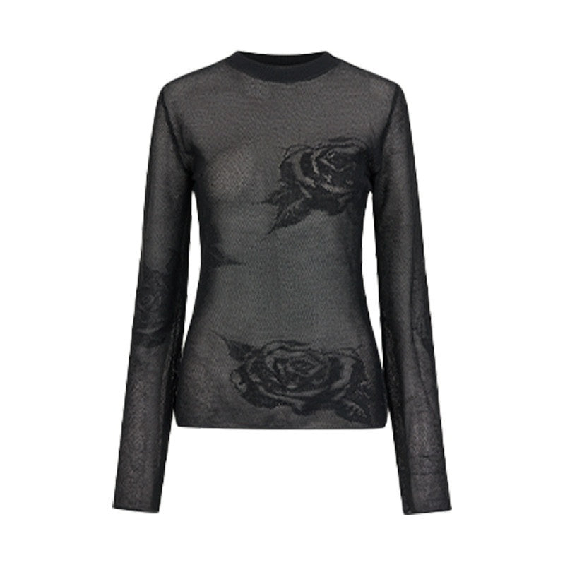 AnnoMundi Mystic Shadow Sheer Rose Jacquard Knit Women&