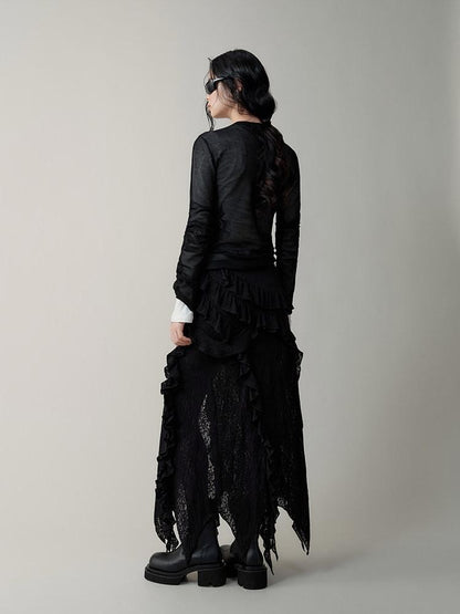 AnnoMundi Mystic Shadow Sheer Rose Jacquard Knit Women&