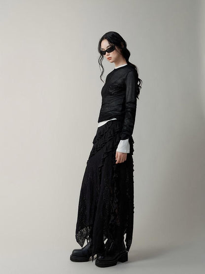 AnnoMundi Mystic Shadow Sheer Rose Jacquard Knit Women&