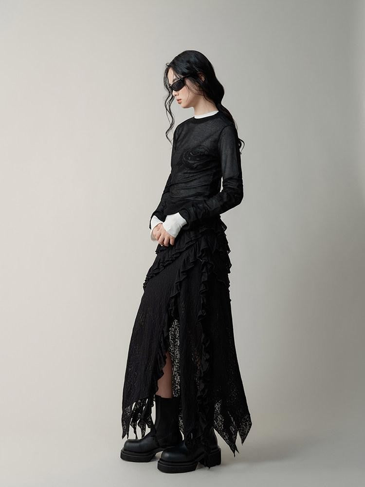 AnnoMundi Mystic Shadow Sheer Rose Jacquard Knit Women&