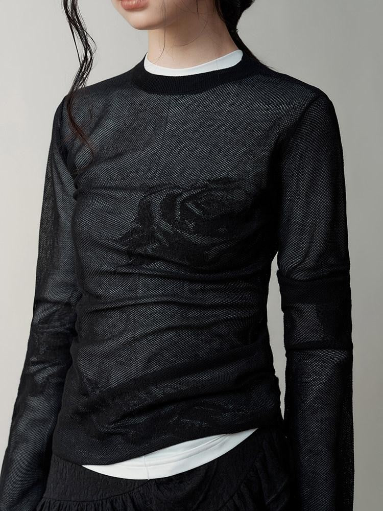 AnnoMundi Mystic Shadow Sheer Rose Jacquard Knit Women&
