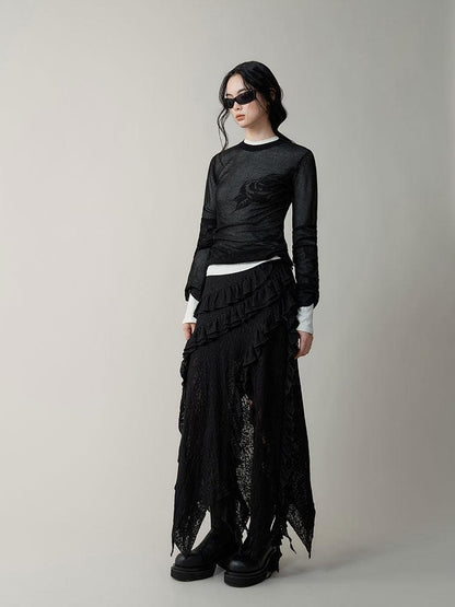 AnnoMundi Mystic Shadow Sheer Rose Jacquard Knit Women&