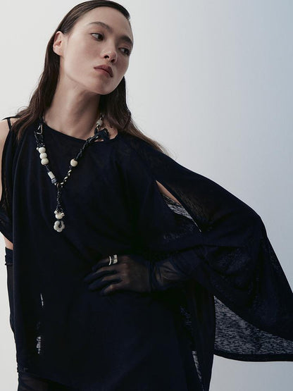 AnnoMundi Nightfall Edge Asymmetric Tunic V Neck T Shirt Long Sleeve