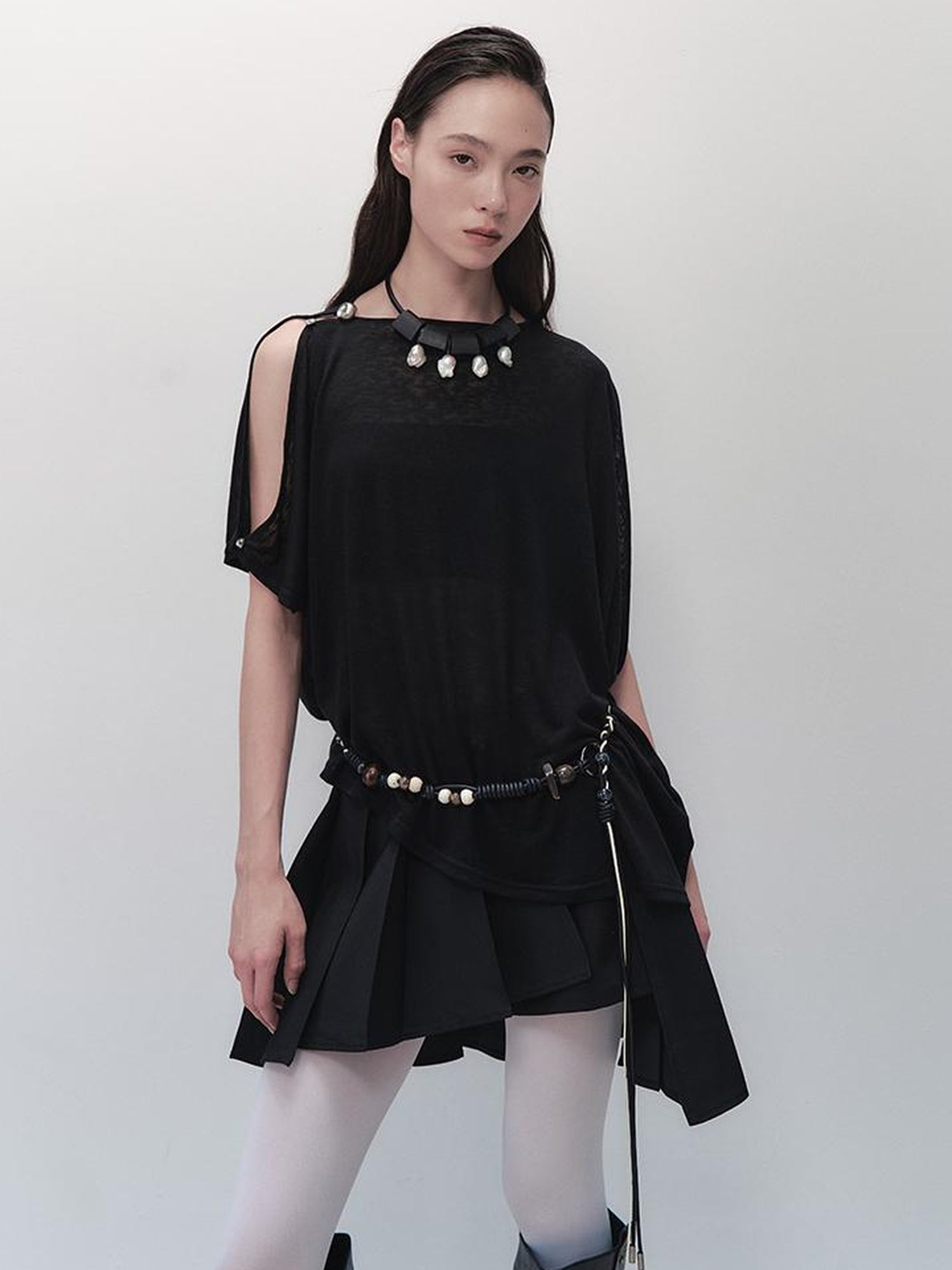 AnnoMundi Nightfall Edge Asymmetric Tunic V Neck T Shirt Long Sleeve