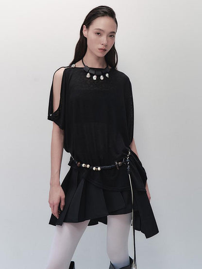 AnnoMundi Nightfall Edge Asymmetric Tunic V Neck T Shirt Long Sleeve