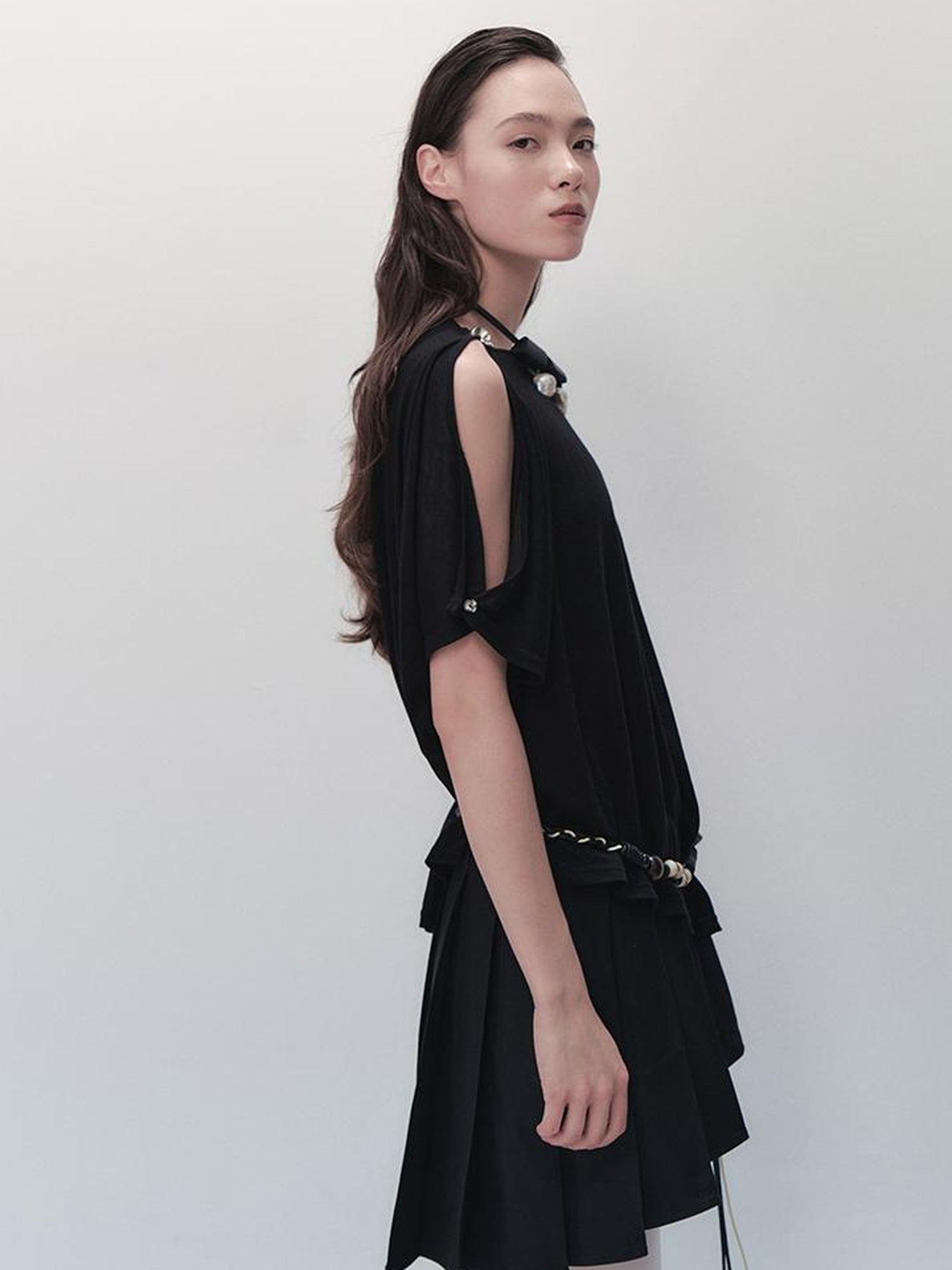 AnnoMundi Nightfall Edge Asymmetric Tunic V Neck T Shirt Long Sleeve