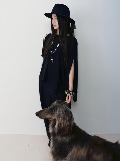 AnnoMundi Nightfall Edge Asymmetric Tunic V Neck T Shirt Long Sleeve