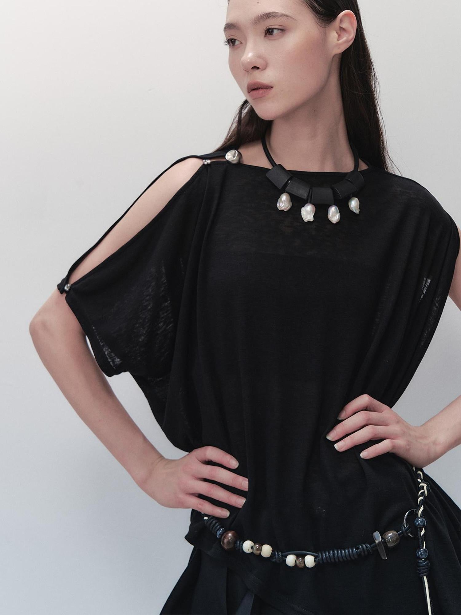 AnnoMundi Nightfall Edge Asymmetric Tunic V Neck T Shirt Long Sleeve