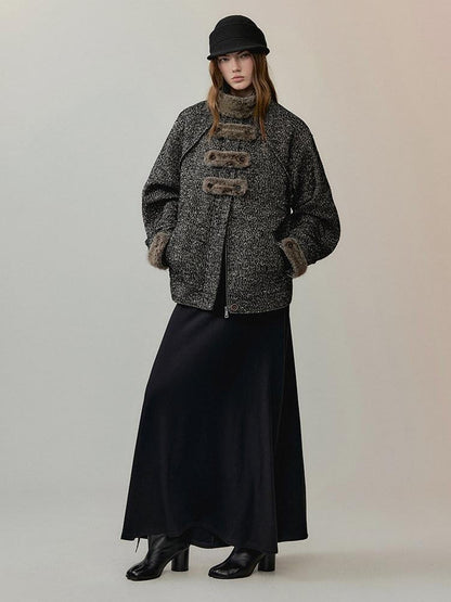 AnnoMundi Office Polyester Relaxed Fit Notch Collar Midlength Womens Taupe Short Coats