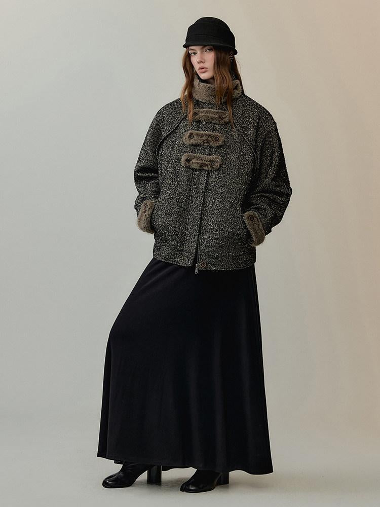 AnnoMundi Office Polyester Relaxed Fit Notch Collar Midlength Womens Taupe Short Coats