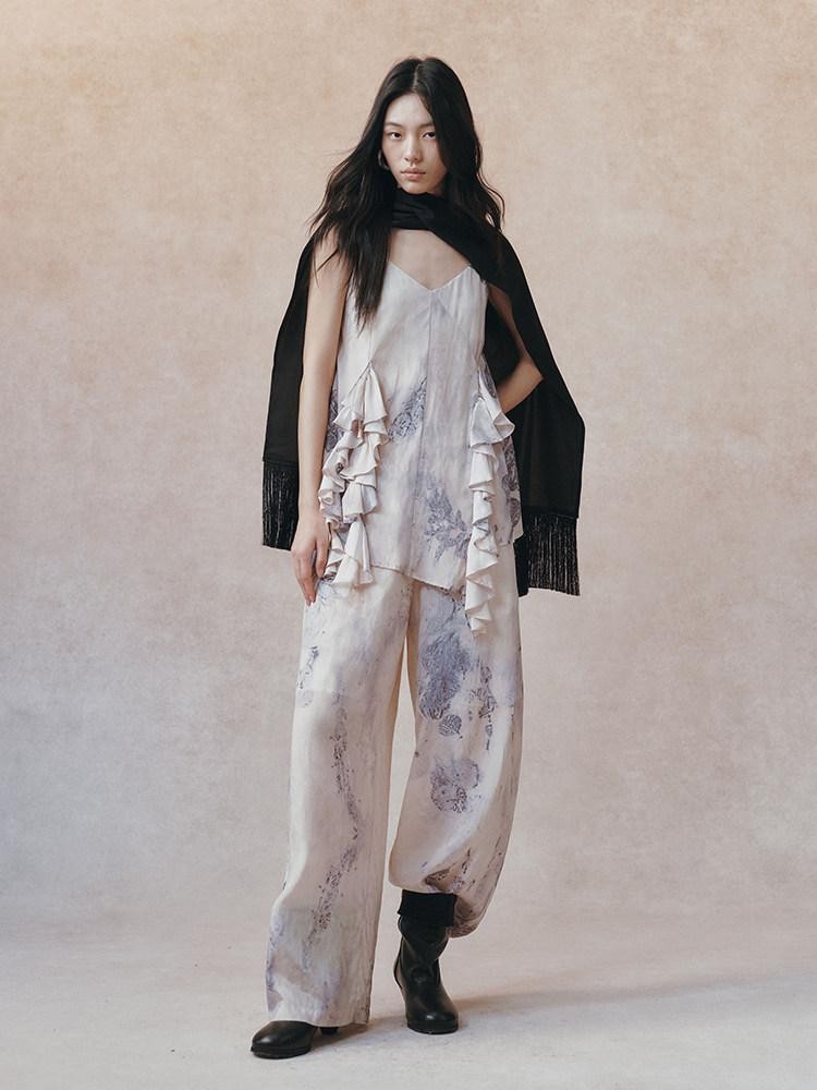 AnnoMundi Ombre Ink Wash Floral Irregular Ruffle Women&