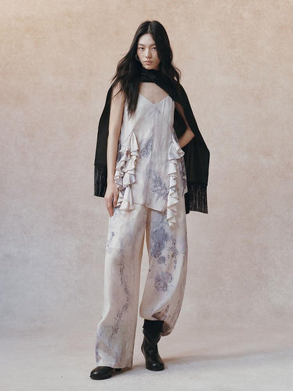 AnnoMundi Ombre Ink Wash Floral Irregular Ruffle Women&