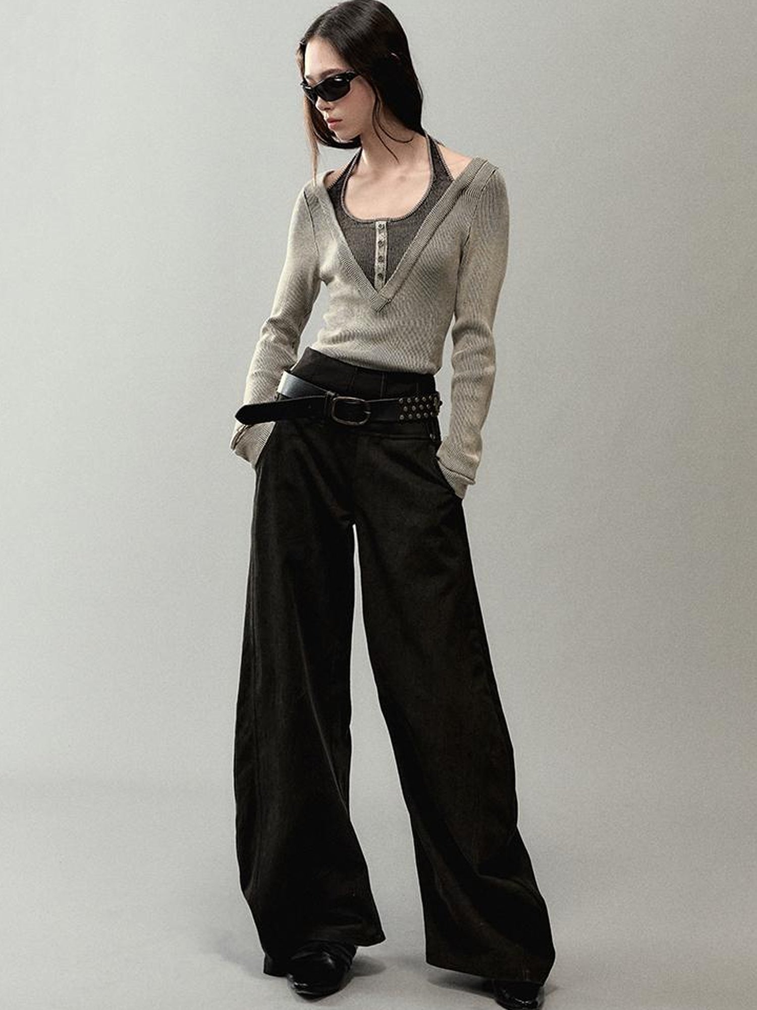 AnnoMundi Overlap Knit V Neck Layered Camisole Top