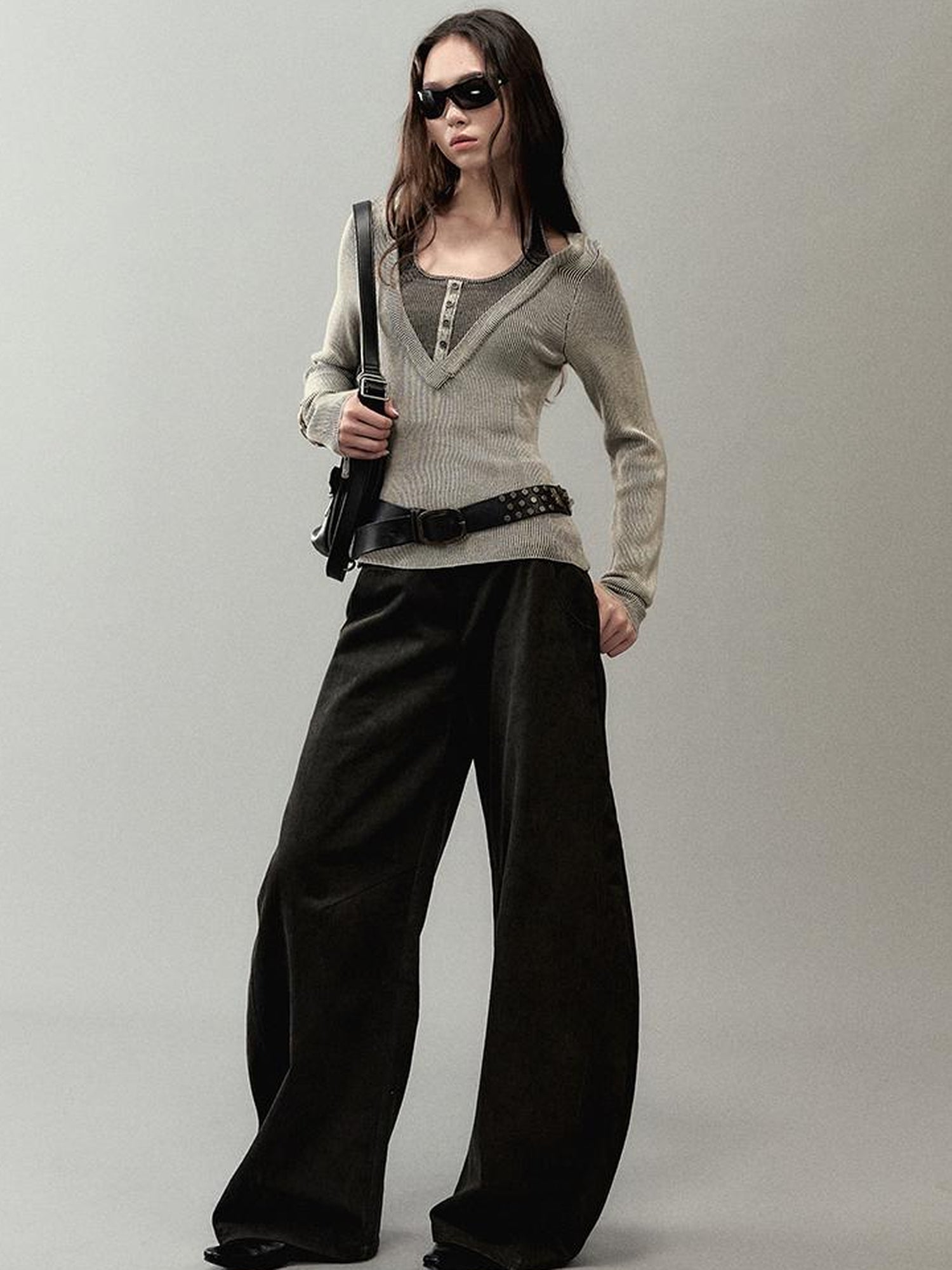 AnnoMundi Overlap Knit V Neck Layered Camisole Top