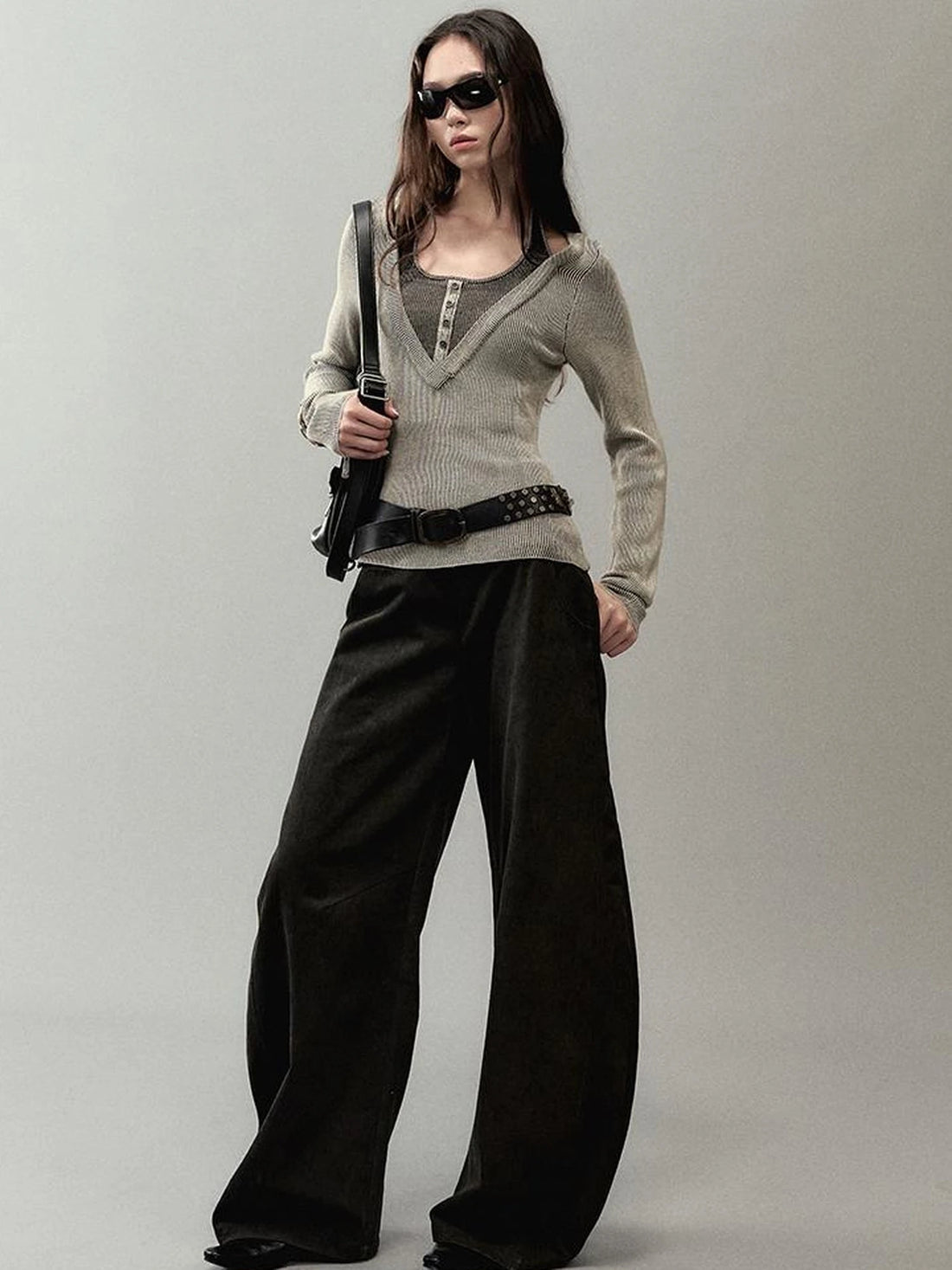 Overlap Knit V-Neck Layered Camisole Top