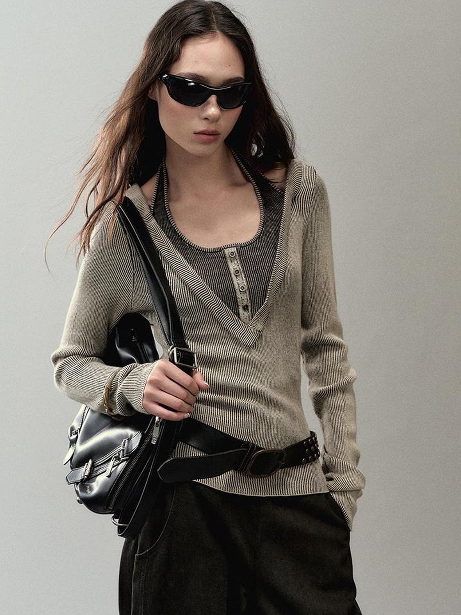 AnnoMundi Overlap Knit V Neck Layered Camisole Top