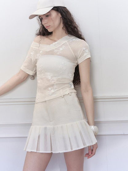 AnnoMundi Overlapping Shadow Pleats High Waist Skirt