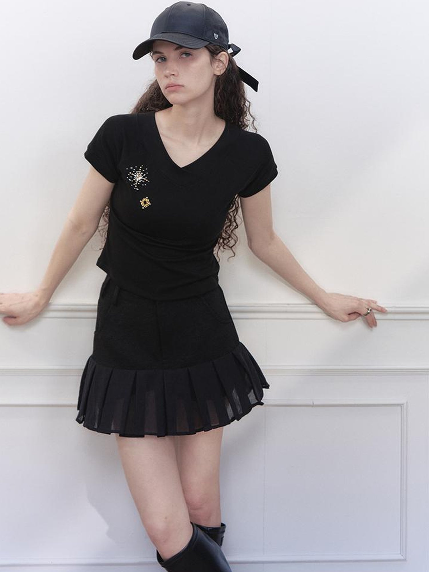 AnnoMundi Overlapping Shadow Pleats High Waist Skirt