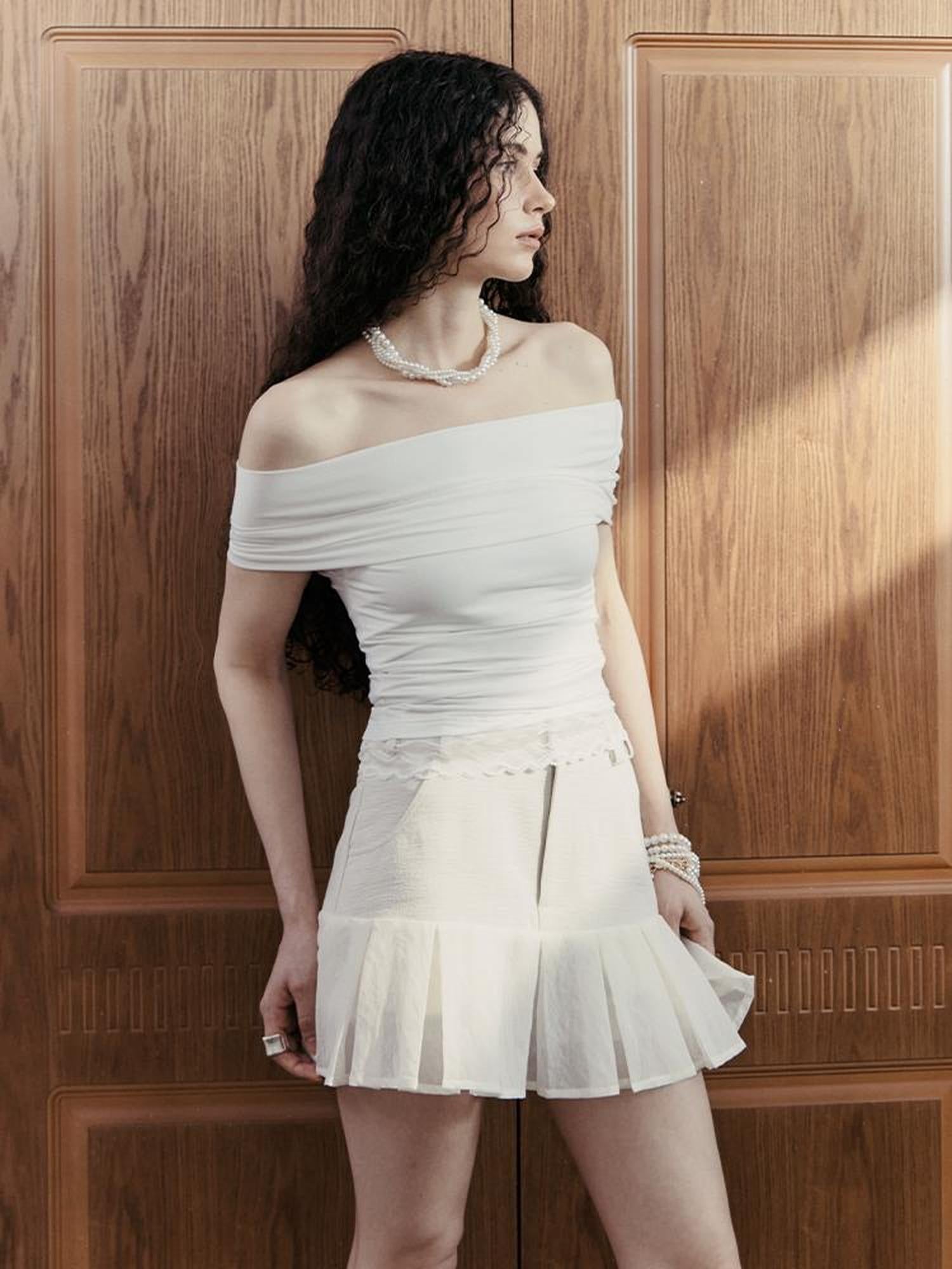 AnnoMundi Overlapping Shadow Pleats High Waist Skirt