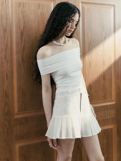 AnnoMundi Overlapping Shadow Pleats High Waist Skirt