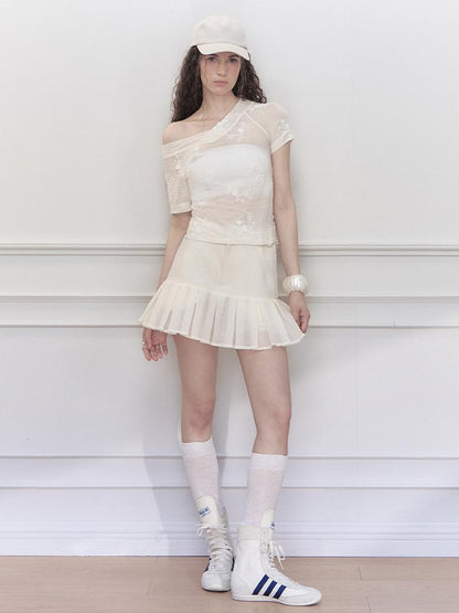 AnnoMundi Overlapping Shadow Pleats High Waist Skirt