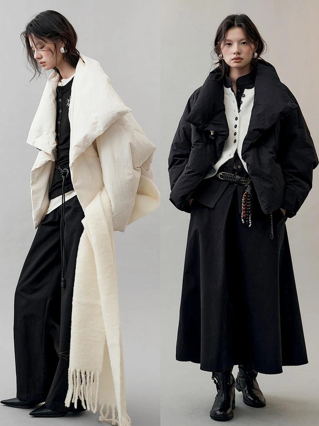 AnnoMundi Oversized Lapel Goose Down Coat Down Jacket
