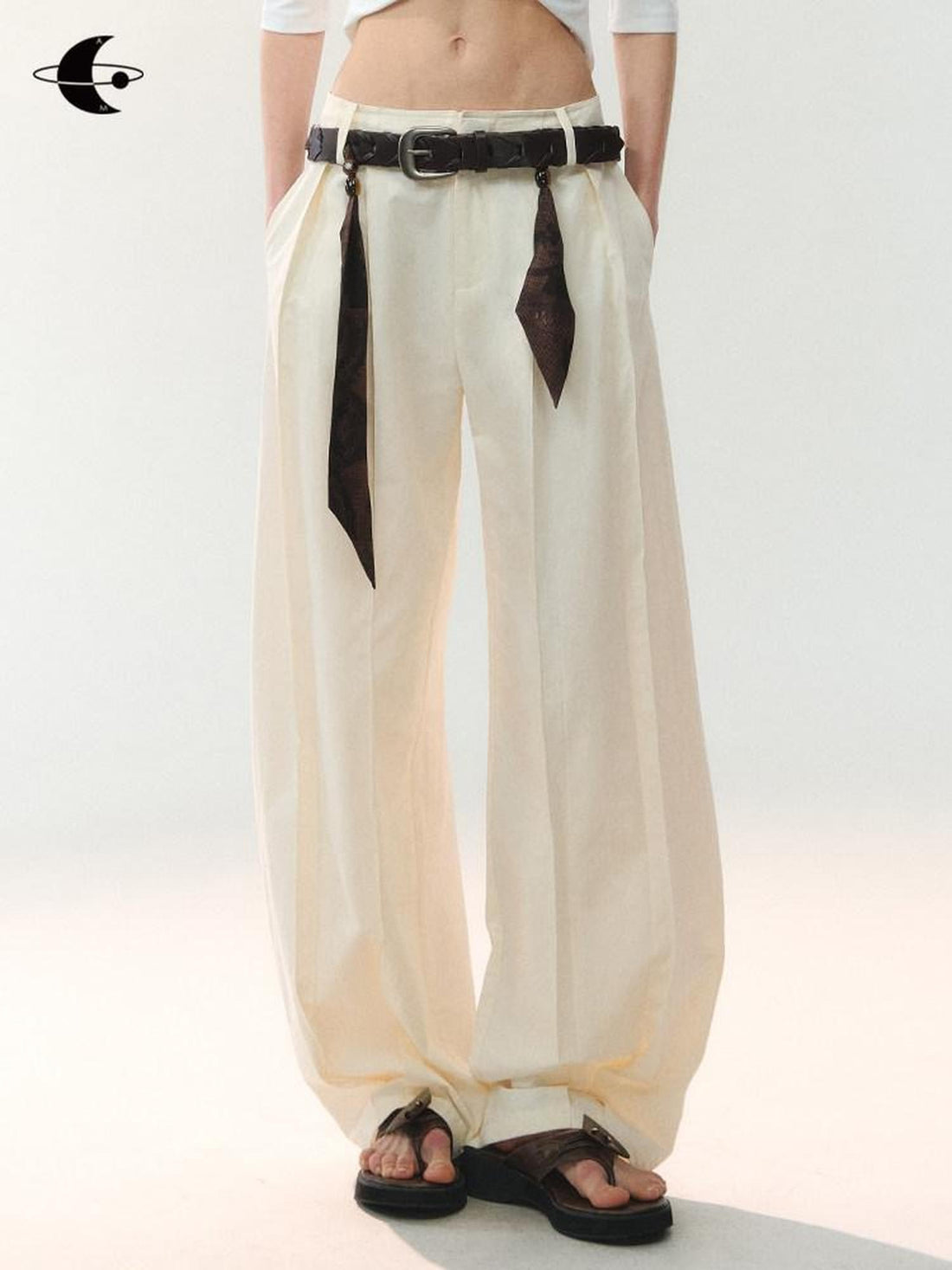 AnnoMundi Oversized Pleated Scarf Tie Waist Women&