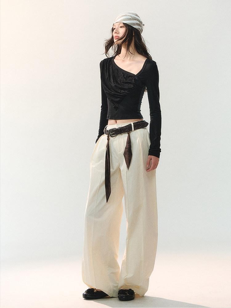 AnnoMundi Oversized Pleated Scarf Tie Waist Women&