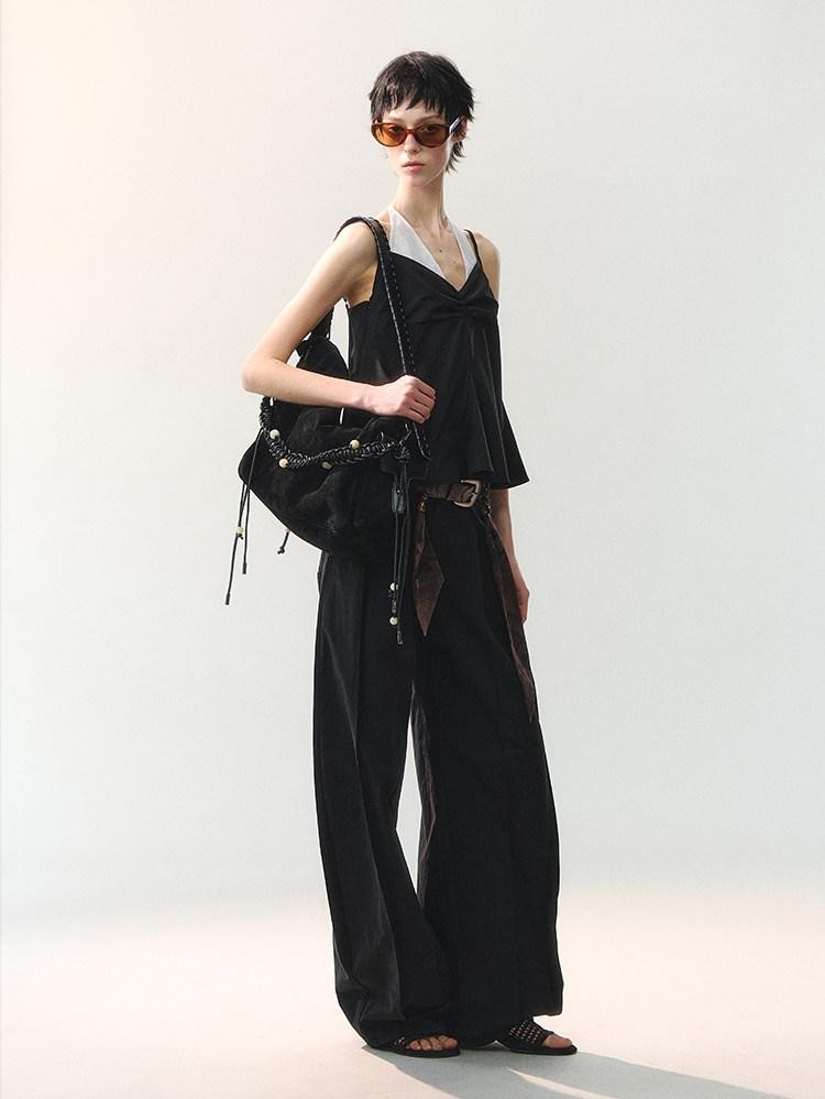 AnnoMundi Oversized Pleated Scarf Tie Waist Women&