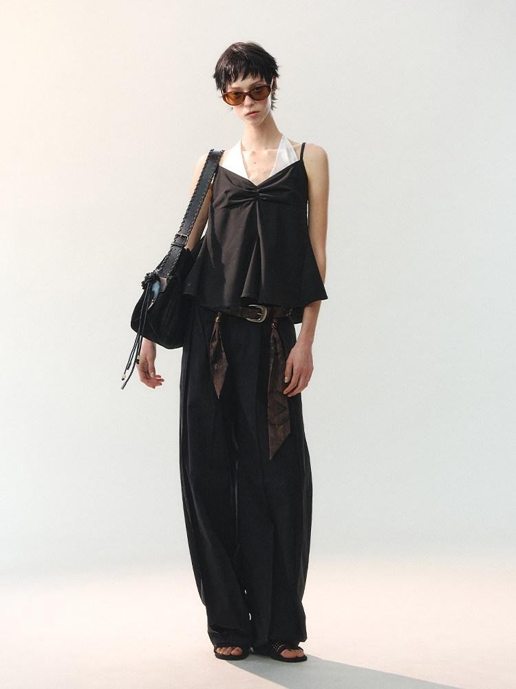 AnnoMundi Oversized Pleated Scarf Tie Waist Women&