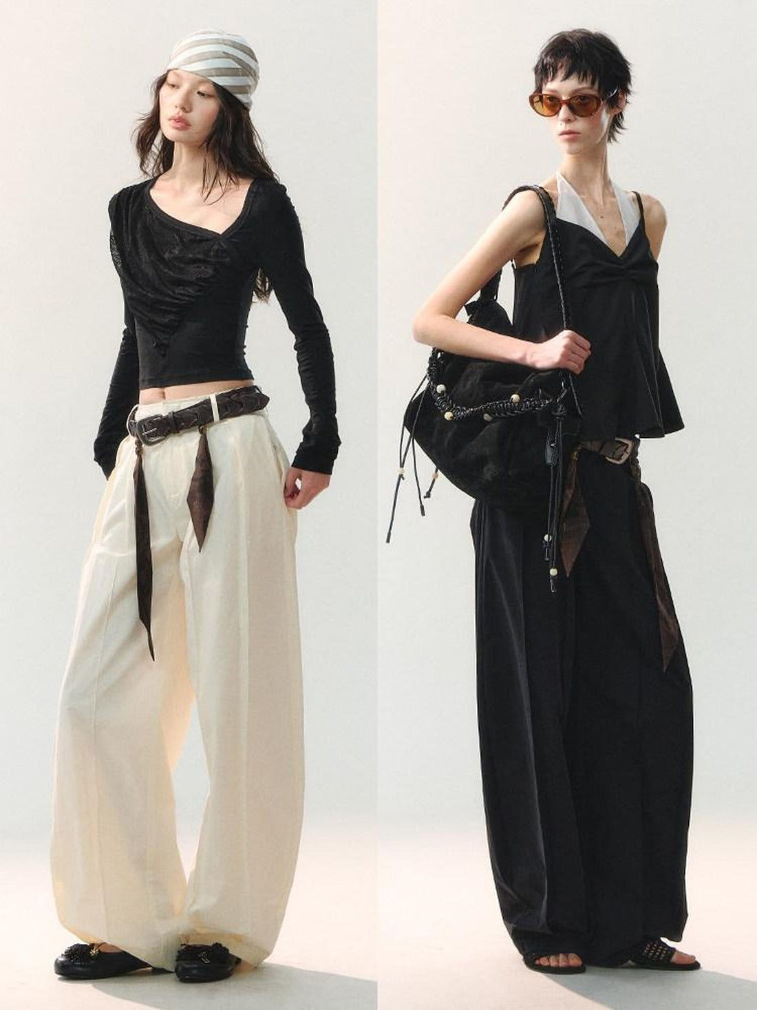 AnnoMundi Oversized Pleated Scarf Tie Waist Women&
